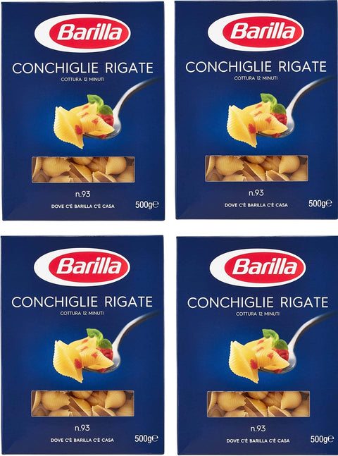 Barilla Conchiglie Rigate 2 kg - Semolina Noodles with High-Quality Ingredients to Always Be Good - Daily Irresistible Goodness - Pack 2 kg - 4 x 500 g (Conchiglie Rigate)