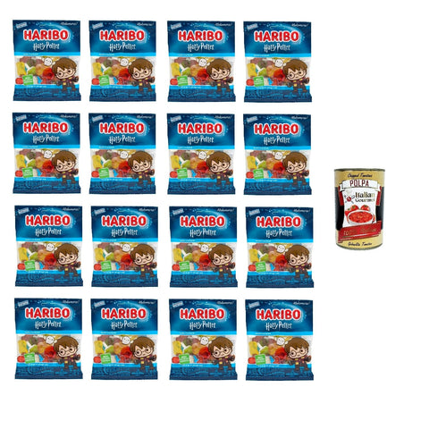 Haribo Harry Potter, Caramelle Gommose 160 g, Limited Edition Fruit Gums, 16 x 160 g + Italian Gourmet Polpa 400 g