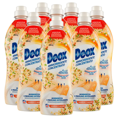 Deox - Concentrate for Washing Machine, Soft and Scented Garments with Fresh Protection Technology, Vanilla and Argan Fragrance, 45 Washes x 8 Packs