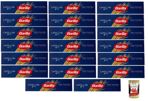 Barilla Capellini No. 1 Pasta - 20 x 500 g (10 kg) | Extra Fine Spaghetti, al Dente in Approx. 3 Mins, 100% Durum Wheat Semolina - Ideal for Light Sauces & Soups + Italian Gourmet Polpa