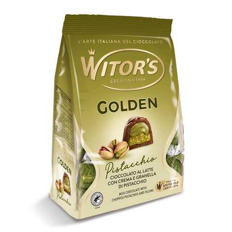 Witor's Golden Pistacchio Milk Chocolate with Pistachio Cream and Piatscchio Grains Chocolate Praline 200g Pack