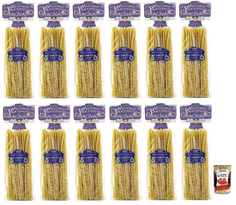 Il Vecchio Pastificio di Gragnano Pasta Fusilli, Gragnano IGP Pasta Made of Highest Quality Durum Wheat Semolina 500 g + Italian Gourmet Polpa di Pomodoro 400 g Tub, Pack of 12