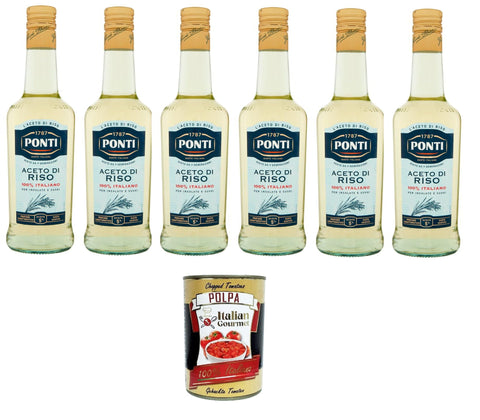 Ponti Aceto di Riso 100% Italiano Rice Vinegar 100% Italian 6 x 500 ml + Italian Gourmet Polpa 400 g