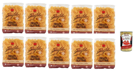 10x Fusillone 400 g Senza Glutine Glutin Free, Gluten-Free Pasta Noodles + Italian Gourmet Polpa 400 g