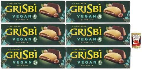 Grisbì Vegan Gianduia - Filled Vegan Biscuits with Gianduia Cream, Italian Pastry, 6 x 135 g - Crispy Exterior, Creamy Inside - Matilde Vicenzi + Italian Gourmet Polpa 400g