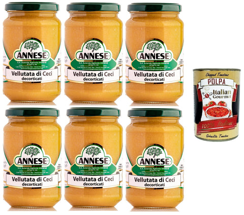 Annese Vellutata di Ceci Decorticati Decorated Chickpea Cream Soup 6 x 360 g + Italian Gourmet Polpa 400 g