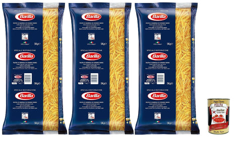Barilla Hard Wheat Pasta Pennette Rigate n. 72 Pack (3 x 5 kg) + Italian Gourmet Polpa 400 g