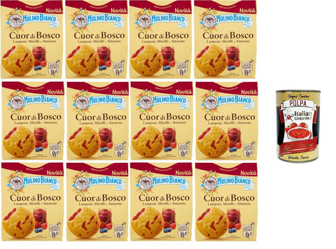Mulino Bianco Biscotti Cuor di Bosco Biscuits by Cuor di Bosco 12 x 300 g + Italian Gourmet Polpa 400 g