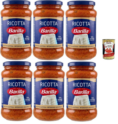 Barilla Ricotta Pasta Sauce - 6 x 400g (2.4kg) | Tomatoes & Creamy Ricotta - Mild, Ready to Serve, No Additives - Ideal for Pasta & Lasagna + Italian Gourmet Polpa