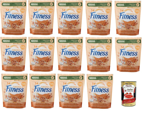 Nestlè Fitness Granola Miele - Crispy Cereal with Whole Grain, Oats and Honey, 14 Bags of 300 g + Italian Gourmet Polpa 400 g