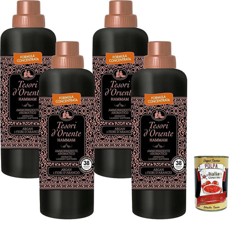 Tesori d'Oriente Hammam ammorbidente concentrato, concentrated fabric softener, 4 x 760 ml, Italian Gourmet polpa 400 g