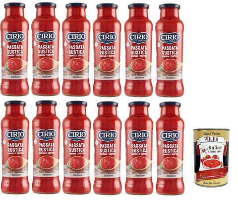 Cirio Passata Rustica Tomato Passata 12 x 680 g - Rustic, chunky tomato sauce made from 100% Italian tomatoes + Italian gourmet polpa