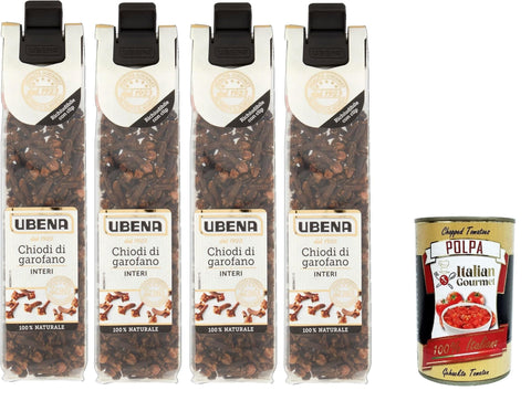 Ubena, Chiodi di Garofano Interi, Whole Cloves, Ideal for Flavouring Creams, Meat Dishes and Infusions, 4 x 20 g Bag in Clip Format + Italian Gourmet Polpa 400 g