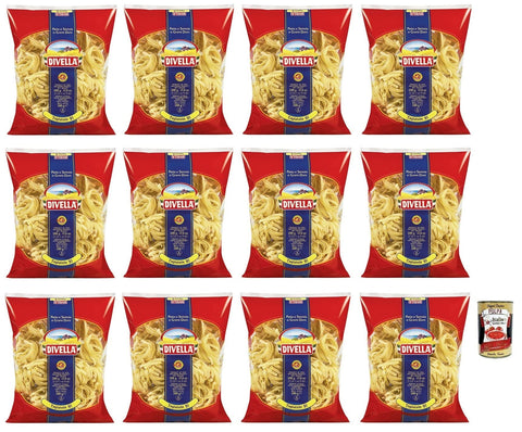 Divella Tagliatelle N°91 Durum Wheat Semolina Pasta Italian Noodles 500 g Pack + Italian Gourmet Polpa di Pomodoro 400 g Tin Pack of 12