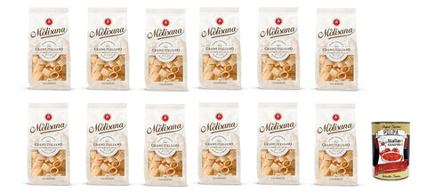 La Molisana Calamarata Pasta Lenta Lavorazione Pasta Made of Durum Wheat Semolina Bronze Drawing 500 g + 1 x Italian Gourmet Polpa Pack of 12