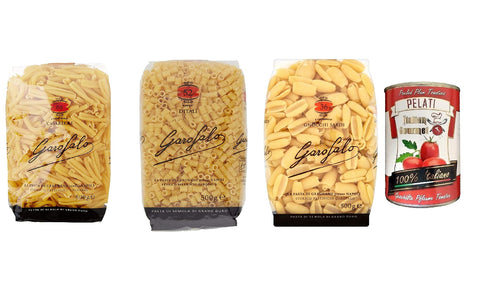 Casarecce Pasta Ditali Gnocchi Sardi 3 x 500 g + Italian Gourmet 100% Italian Peeled Tomato Tins 400 g