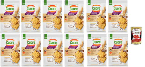Crackers sfoglie cotte Cuore con farina di fagioli e di grano saraceno, Crackers leaves with chickpeas flour and chia seeds, 12 x 170 g + Italian Gourmet polpa 400 g