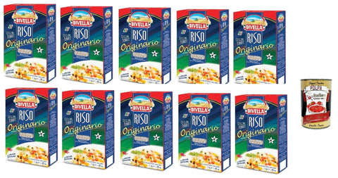 Divella Riso Originario, Round Rice Grains, Italian Rice, Ideal for Traditional Recipes, 10 x 1 kg Vacuum Packaging + Italian Gourmet Polpa 400 g