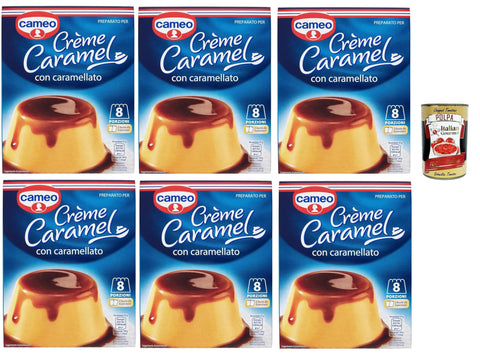 Cameo Crème Caramel Mix with Caramelised, Easy to Prepare Dessert, Contains 2 Bags of Dessert Mix and 2 Bags of Caramelised, 8 Servings, 6 x 200 g + Italian Gourmet Polpa 400 g