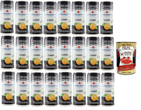 San pellegrino tin chinotto chinò 24 x 330 ml Italy bitter orange lemonade + Italian gourmet polpa 400 g