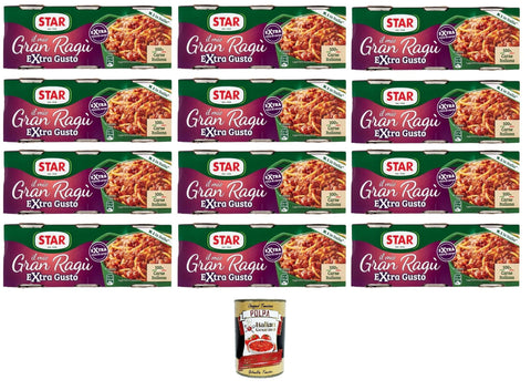 Star il mio Gran Ragù Extra Gusto with 100% Italian Meat, Pack of 12 x 300 g (3 Tins of 100 g) + Italian Gourmet Polpa 400 g
