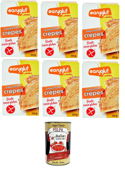 Pedon Easyglut Preparato per crèpes senza glutine preparation for gluten-free crepes 6 x 130 g + Italian Gourmet Polpa di Pomodoro 400 g