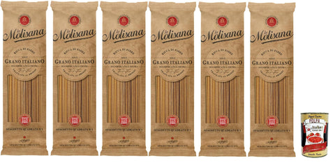 La Molisana Pasta Integrale Spaghetti Square n°1, Whole Grain Pasta, 100% Italian Wheat, Bronze Paste 6 x 500 g Pack + Italian Gourmet Polpa 400 g