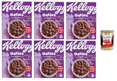 Kellogg's Oaties Avena Croccante al cacao Oaties Crispy Oatmeal with Cocoa 6 x 360 g + Italian Gourmet Polpa 400 g