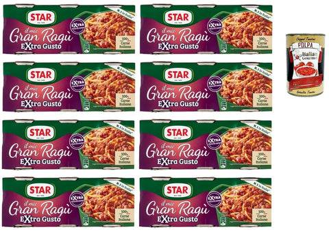 Star il mio Gran Ragù Extra Gusto with 100% Italian Meat, 8 x Pack of 3 Tins of 100 g + Italian Gourmet Polpa 400 g