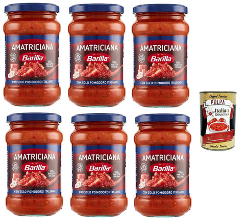6x Barilla Amatriciana Noodle Sauce with Tomato Bacon and Chilli 400 g from Italy