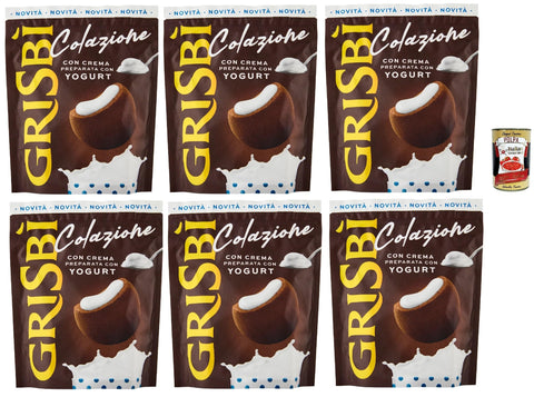 Grisbì Colazione Yogurt, Breakfast Biscuits with Yoghurt Cream, Resealable Bag 6 x 225 g - Crispy Exterior, Creamy Inside, Italian Pastry by Matilde Vicenzi + Italian Gourmet Polpa 400g