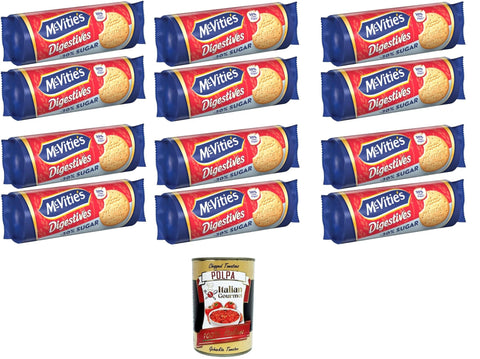 Mc-Vitie's Biscotti Digestives Biscotti Meno 30% di Zuccheri Biscotti Digestives Biscuits, Less 30% Sugar, 12 x 300 g + Italian Gourmet Polpa 400g