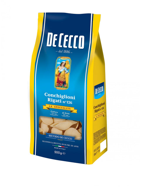 Pasta De Cecco 100% Italian Conchiglioni Rigati n 126 Pasta 500 g Pack of 10