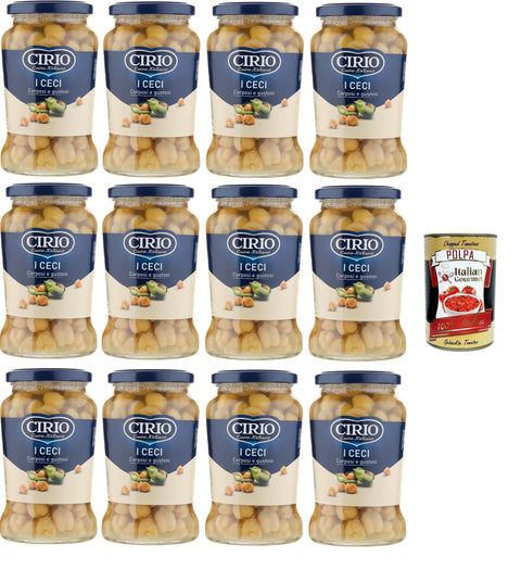 Cirio I Ceci, Corposi e Gustosi I Chickpeas, Full-bodied and Delicious 12 x 370 g + Italian Gourmet Polpa 400 g