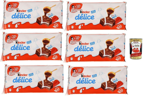 Kinder Délice 6 x 390 g (60 Bars) - Chocolate Cake Bars with Milk Cream, Individually Wrapped, Ideal for Breakfast Break on the Go, Family Supply Bulk Pack + Italian Gourmet Polpa