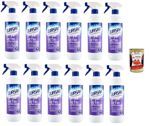 Quasar Efficacia Professionale Extra Profumo Professional Effectiveness Extra Perfume Glass Cleaner Perfume 12 x 580 ml + Italian Gourmet Polpa di Pomodoro 400 g