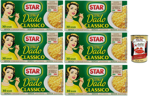 Star il mio Dado Classico 30 Dadi, Soup Cube, Broth, Classic, Rich in Flavour, 6 x 300 g + Italian Gourmet Polpa 400 g
