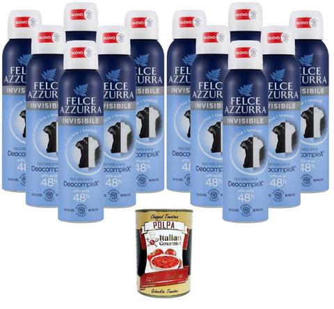 Felce Azzurra Deodorant Unisex Spray Skin Care Hydracare Formula with White Tea 48H 12 x 150 ml + Italian Gourmet Polpa 400 g