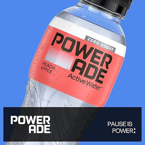 24x POWERADE Active Peach Apple Peach and Apple Water - Calorie-free and sugar-free refreshing drink with vitamins B3 and B6 - Sports drink with micronutrients in 500 ml disposable bottles