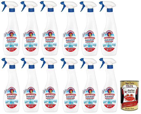 12 x Chanteclair Anticalcare Universal Antigoccia Cleaner Anti-limescale Cleaner for Hard Surfaces, Anti-Rust Effect 625 ml + Italian Gourmet Polpa di Pomodoro 400 g Tin