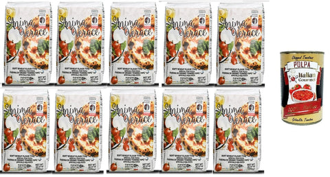 10x Molino Denti Special Flour for Pizza "Anima Verace" 1 kg + Italian Gourmet Polpa 400 g