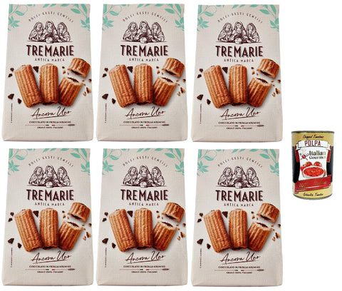 Tre Marie Ancora Uno Cioccolato in Frolla Krumiro, Biscuits Krumiri with Cocoa 6 x 315 g Cookies Biscuit Old Fashioned Pastry 100% Italian Biscuits + Italian Gourmet Polpa 400 g