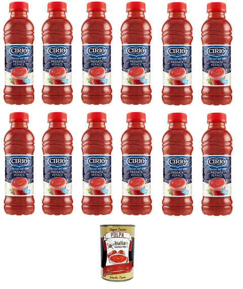 Cirio Passata Verace Tomato Sauce Tomatoes, Cooking Sauce Pet 12 x 540 g + Italian Gourmet Polpa 400 g