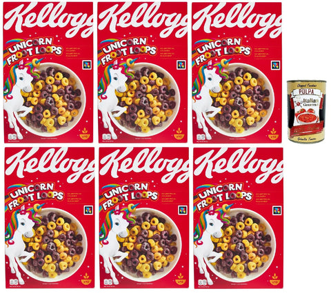 Froot Loops Breakfast Cereals, 6 x 375 g, Oats and Corn with Fruit Flavour - No Artificial Colours and Flavourings + Italian Gourmet Polpa 400 g