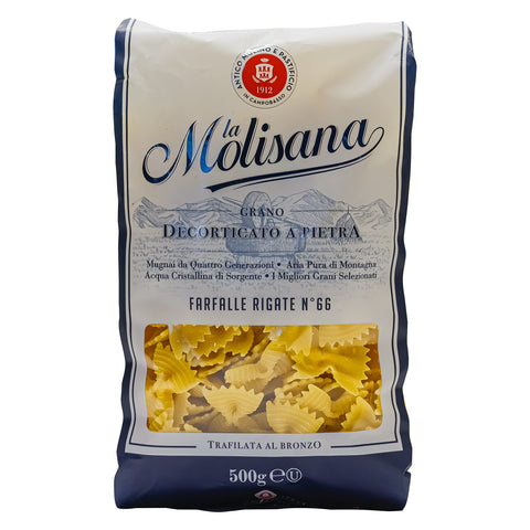 La Molisana Farfalle Rigate N°66 – 10 x 500 g – Original Italian Farfalle Pasta Noodles Made of Durum Wheat Semolina Extra Ribbed Surface for Pasta Dishes with Sauces