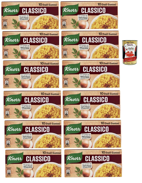 12x Knorr Classico Dado Brodo Soup Cubes Broth Classic Rich in Flavour, Pack of 10 Cubes + Italian Gourmet Polpa 400 g