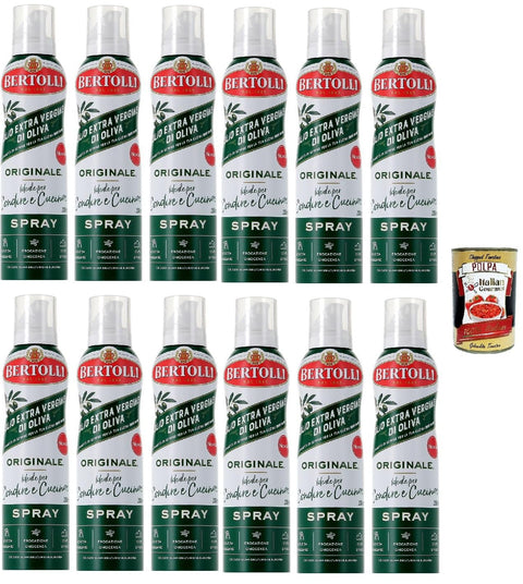 Bertolli Olive Oil Extra Vergine Spray Original Pack of 12, 200 ml per Bottle, + Italian Gourmet Polpa 400 g