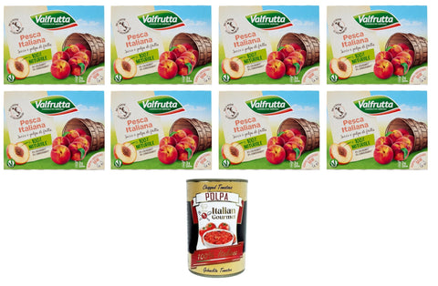 Valfrutta Pesca Italiana Succo e Polpa di Frutta Italian Peach Fruit Juice and Pulp 8x (3x200) ml + Italian Gourmet Polpa 400g