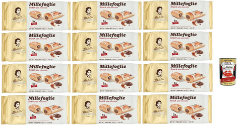 Matilde Vicenzi millefoglie snack alla nocciola, puff pastry baking, crispy and delicate, snack filled with hazelnut cream, 12 x 125 g + Italian gourmet polpa 400 g