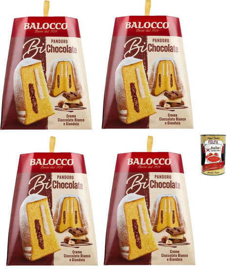 Balocco Pandoro BiChocolate 800g - Italian Christmas Cake with White Chocolate & Gianduia Filling - Soft & Scented - Traditional Long-Lasting Dough Guide + Italian Gourmet Polpa 400g